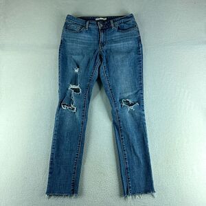 Levi’s 711 Women Jeans Blue Tag Size 29 (29x28) Low Rise Skinny Distressed Denim